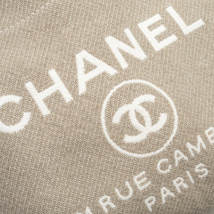 Chanel Deauville Bag Canvas/ Leather Beige/White  (microchip)