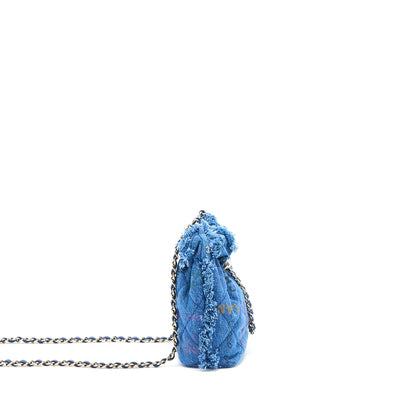 Chanel 22P Small Blue Denim Bucket Bag L (Microchip)