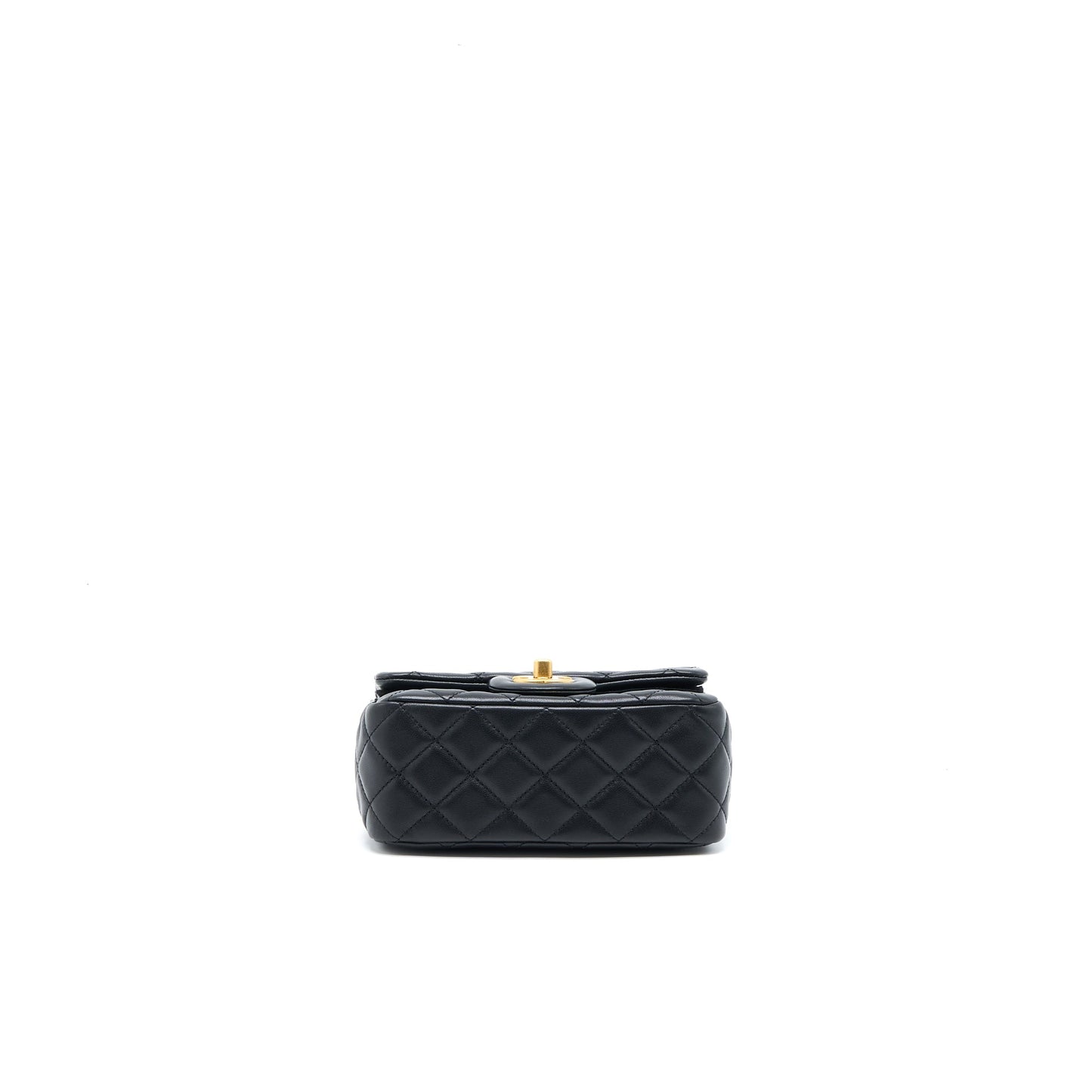 Chanel Pearl Crush Mini Square Flap Bag Lambskin Black Brushed  (Microchip)