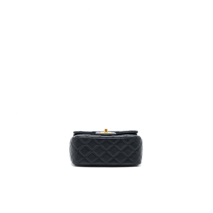 Chanel Pearl Crush Mini Square Flap Bag Lambskin Black Brushed  (Microchip)