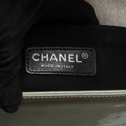 Chanel medium boy bag patent light gold / silver