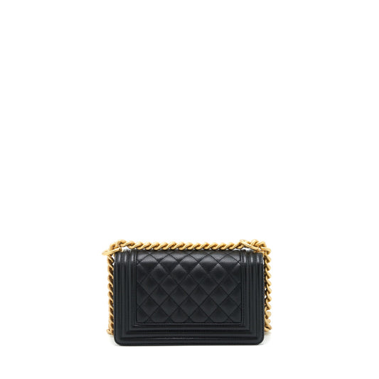 Chanel Small Boy Bag Caviar Black Brushed  (Microchip)
