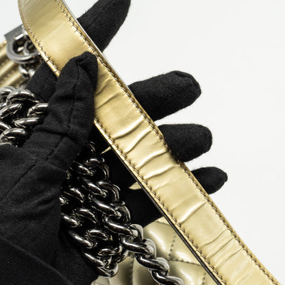 Chanel medium boy bag patent light gold / silver