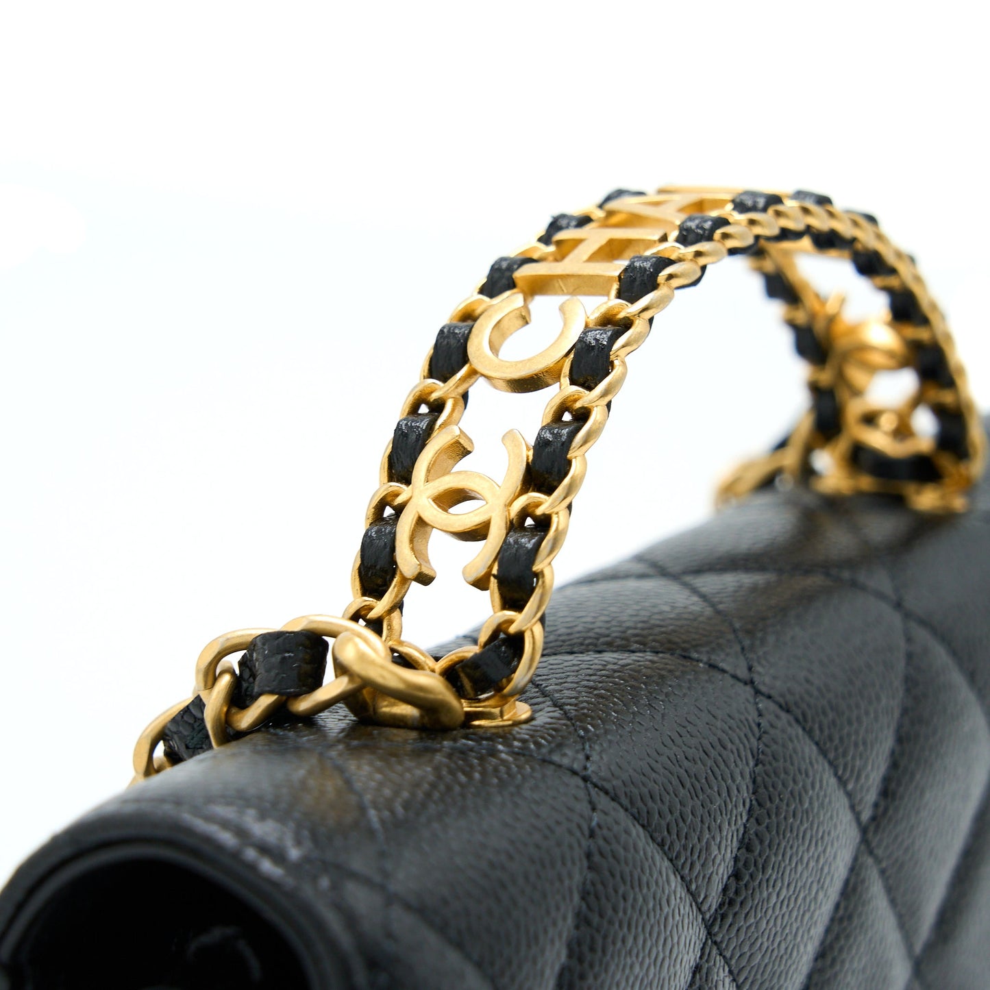Chanel Letter Top Handle Wallet On Chain Caviar Black