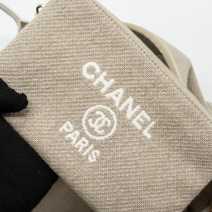 Chanel Deauville Bag Canvas/ Leather Beige/White  (microchip)