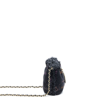 Chanel 22P Small Black Denim Bucket Bag  (Microchip)