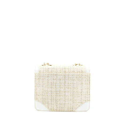 Chanel Vintage Flap Bag Tweed / Leather White