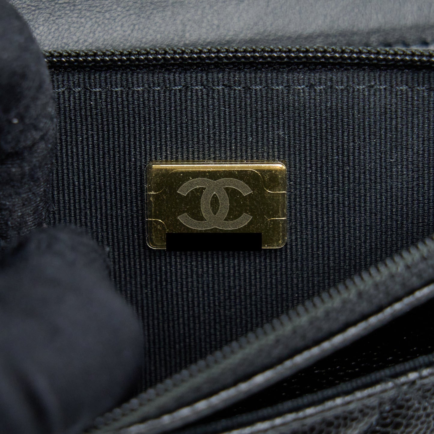 Chanel Letter Top Handle Wallet On Chain Caviar Black