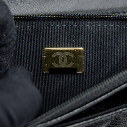 Chanel Letter Top Handle Wallet On Chain Caviar Black