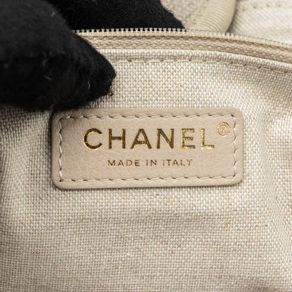 Chanel Deauville Bag Canvas/ Leather Beige/White  (microchip)
