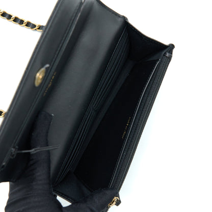 Chanel Letter Top Handle Wallet On Chain Caviar Black