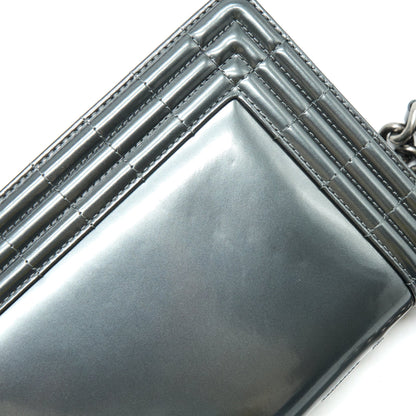 Chanel Medium Boy Bag Patent Grey Ruthenium