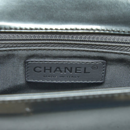 Chanel Medium Boy Bag Patent Grey Ruthenium
