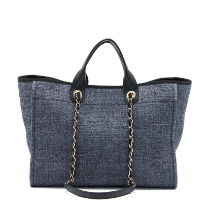 Chanel Deauville Tote Bag Tweed Dark Grey / Black L (Microchip)