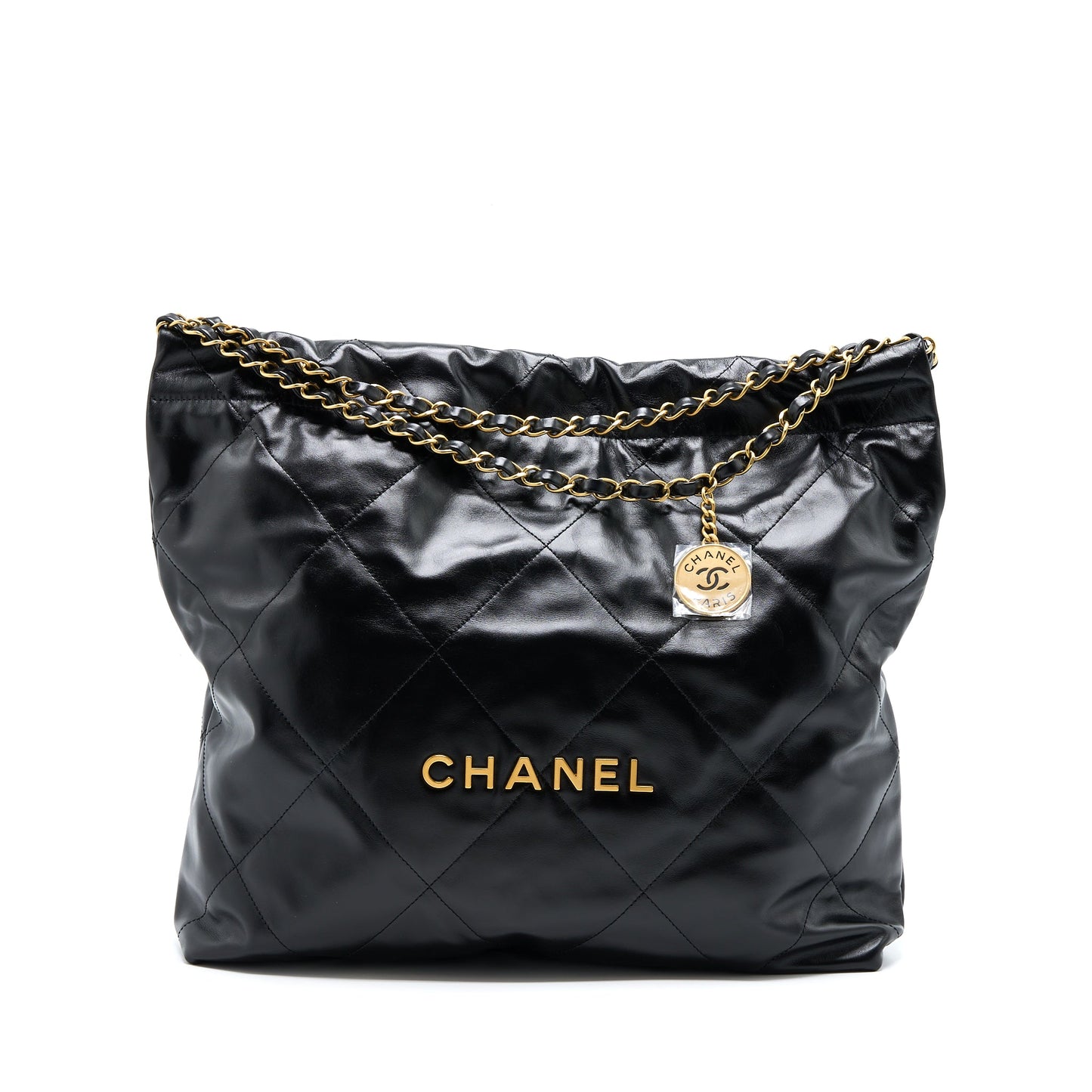 Chanel Medium 22 Bag Shiny Calfskin Black  (Microchip)