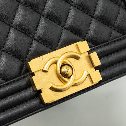 Chanel Small Boy Bag Calfskin Black  (microchip)