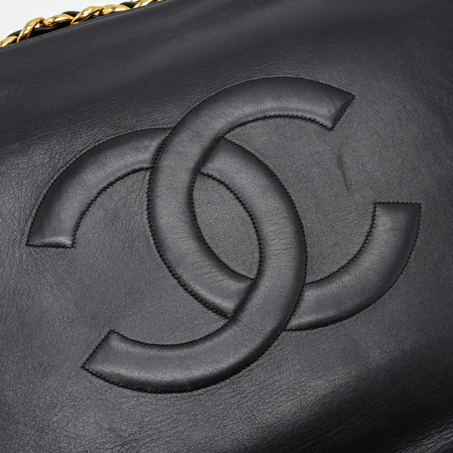Chanel Vintage Tote Bag Calfskin Black