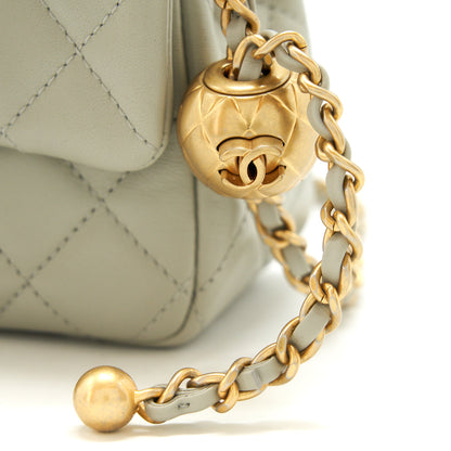 Chanel 22C light Pearl Crush mini Flap Bag Lambskin light Grey