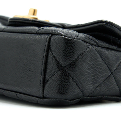 Chanel 22A Mini Square Flap Bag Caviar Black Brushed