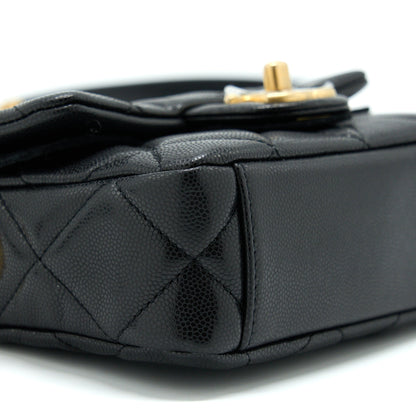 Chanel 22A Mini Square Flap Bag Caviar Black Brushed