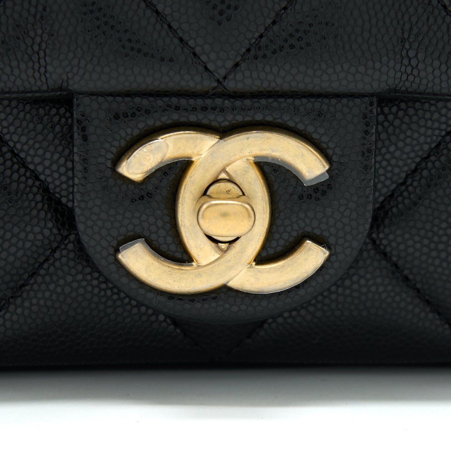 Chanel 22A Mini Square Flap Bag Caviar Black Brushed