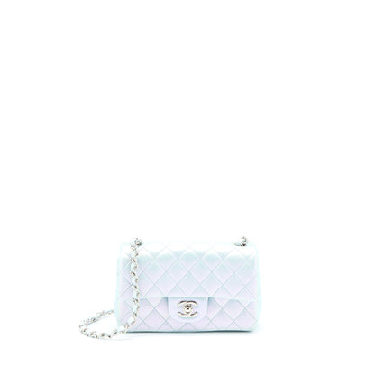 Chanel 21K Mini Rectangular Flap Bag Calfskin Iridescent Light Blue  (Microchip)