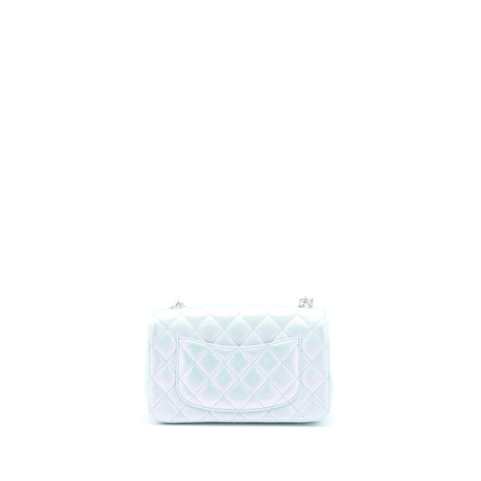 Chanel 21K Mini Rectangular Flap Bag Calfskin Iridescent Light Blue  (Microchip)