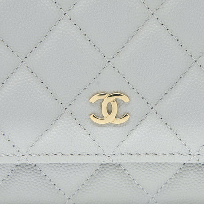 Chanel Classic Wallet on Chain Caviar Light Grey L (Microchip)