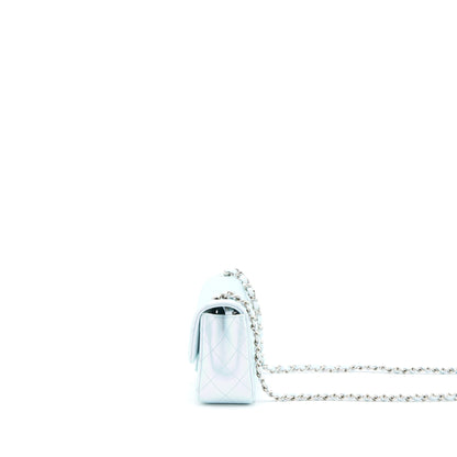 Chanel 21K Mini Rectangular Flap Bag Calfskin Iridescent Light Blue  (Microchip)