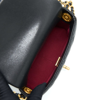 Chanel 22A Mini Square Flap Bag Caviar Black Brushed
