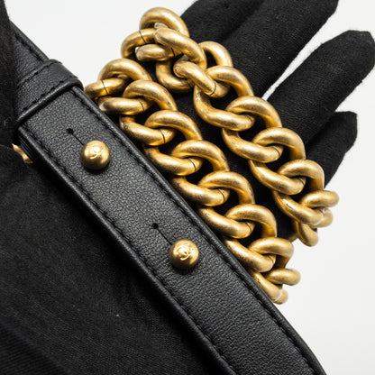 Chanel Small Boy Bag Calfskin Black  (microchip)