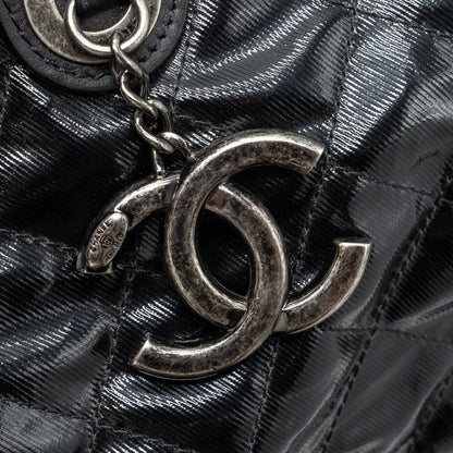 Chanel giant zip shopping bag patent black ruthenium hardware