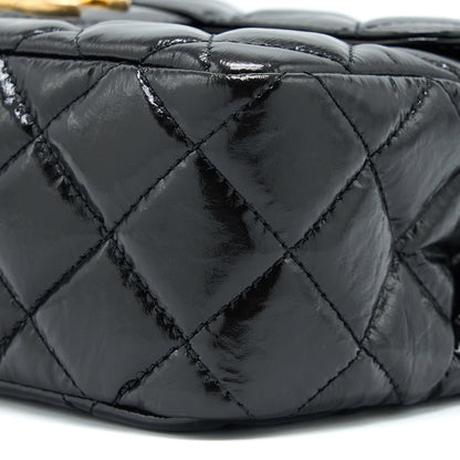 Chanel 23C Hobo Bag Shiny Calfskin Black Brushed  (Microchip)