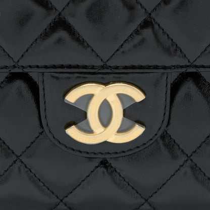 Chanel 23C Hobo Bag Shiny Calfskin Black Brushed  (Microchip)