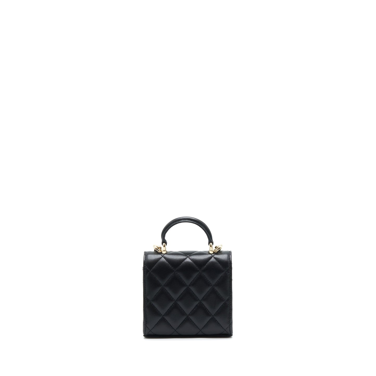 Chanel 22P Top Handle Mini Flap Bag With Chain Lambskin Black L