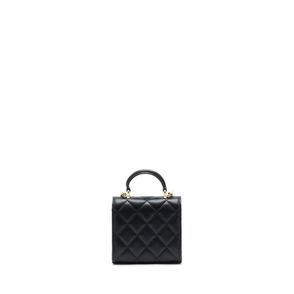 Chanel 22P Top Handle Mini Flap Bag With Chain Lambskin Black L