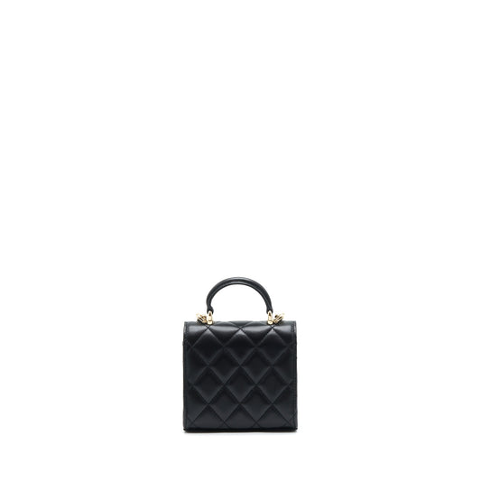 Chanel 22P Top Handle Mini Flap Bag With Chain Lambskin Black L