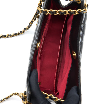 Chanel 23C Hobo Bag Shiny Calfskin Black Brushed  (Microchip)