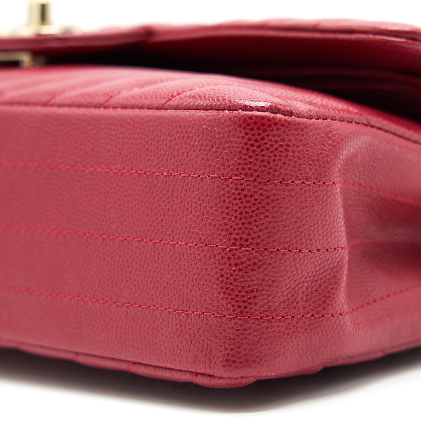 Chanel Medium Classic Double Flap caviar Raspberry Red with L