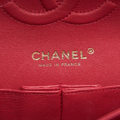 Chanel Medium Classic Double Flap caviar Raspberry Red with L