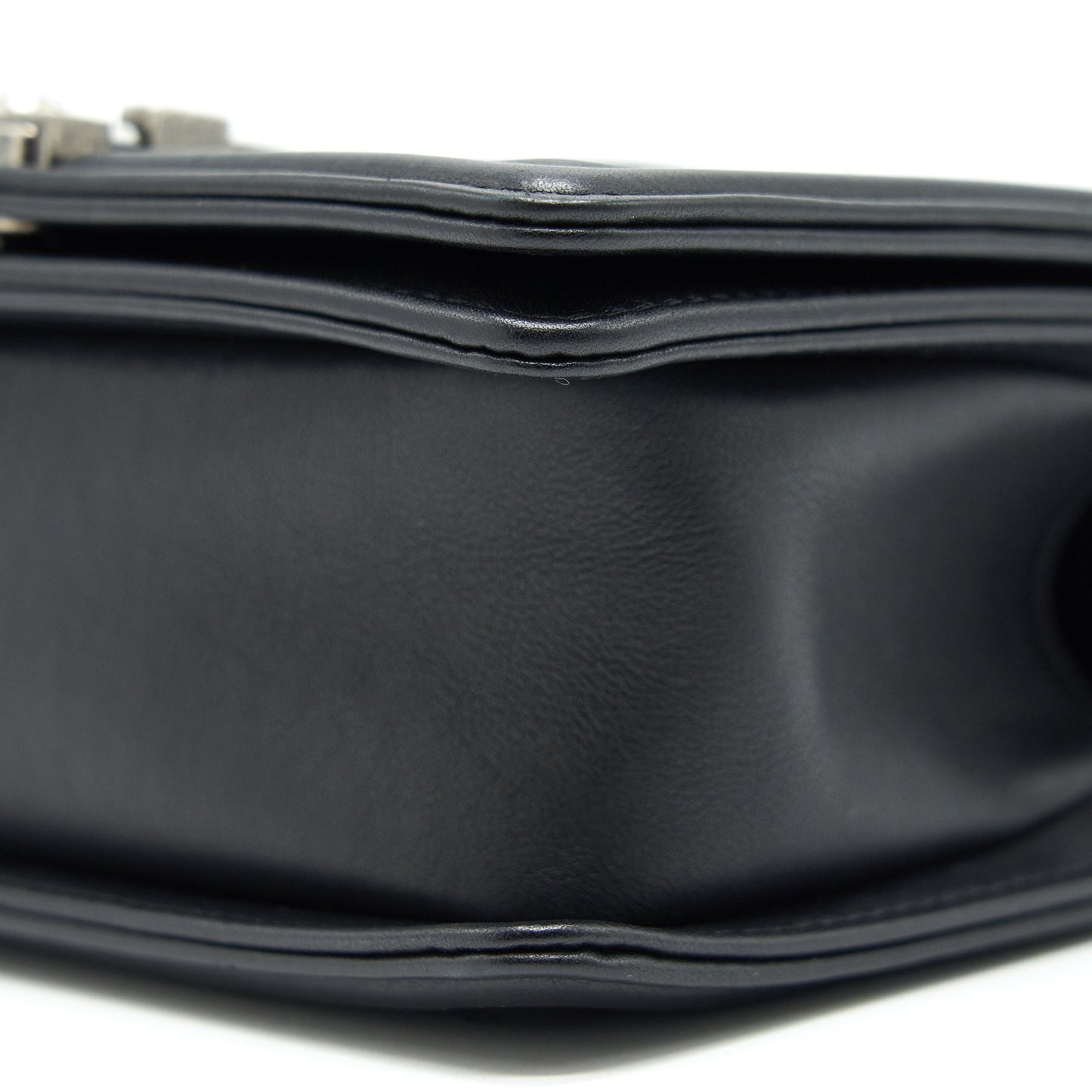 Chanel Small Chevron Leboy Bag Calfskin Black With