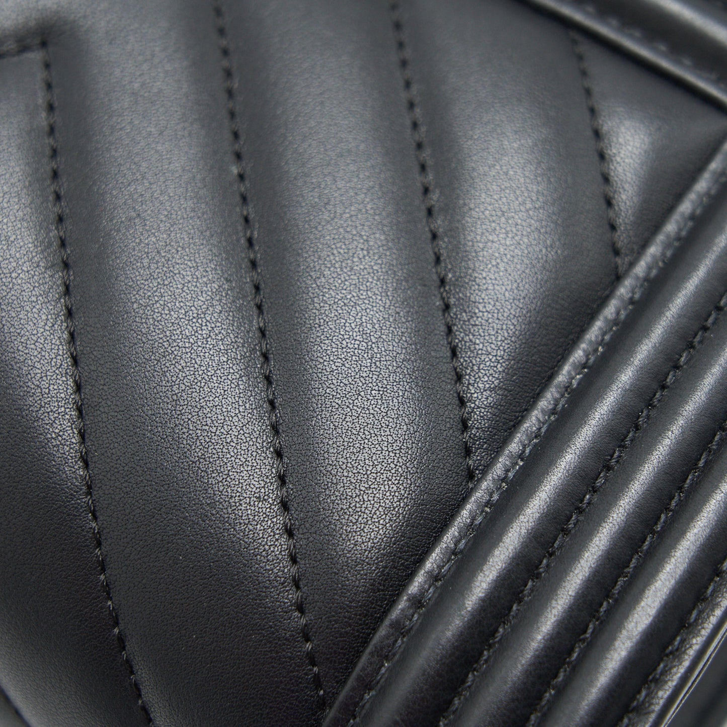 Chanel Small Chevron Leboy Bag Calfskin Black With