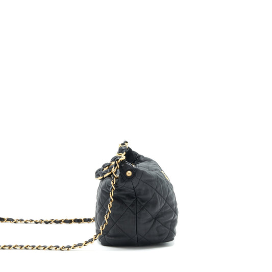 Chanel Hobo Crossbody Bag Lambskin Black