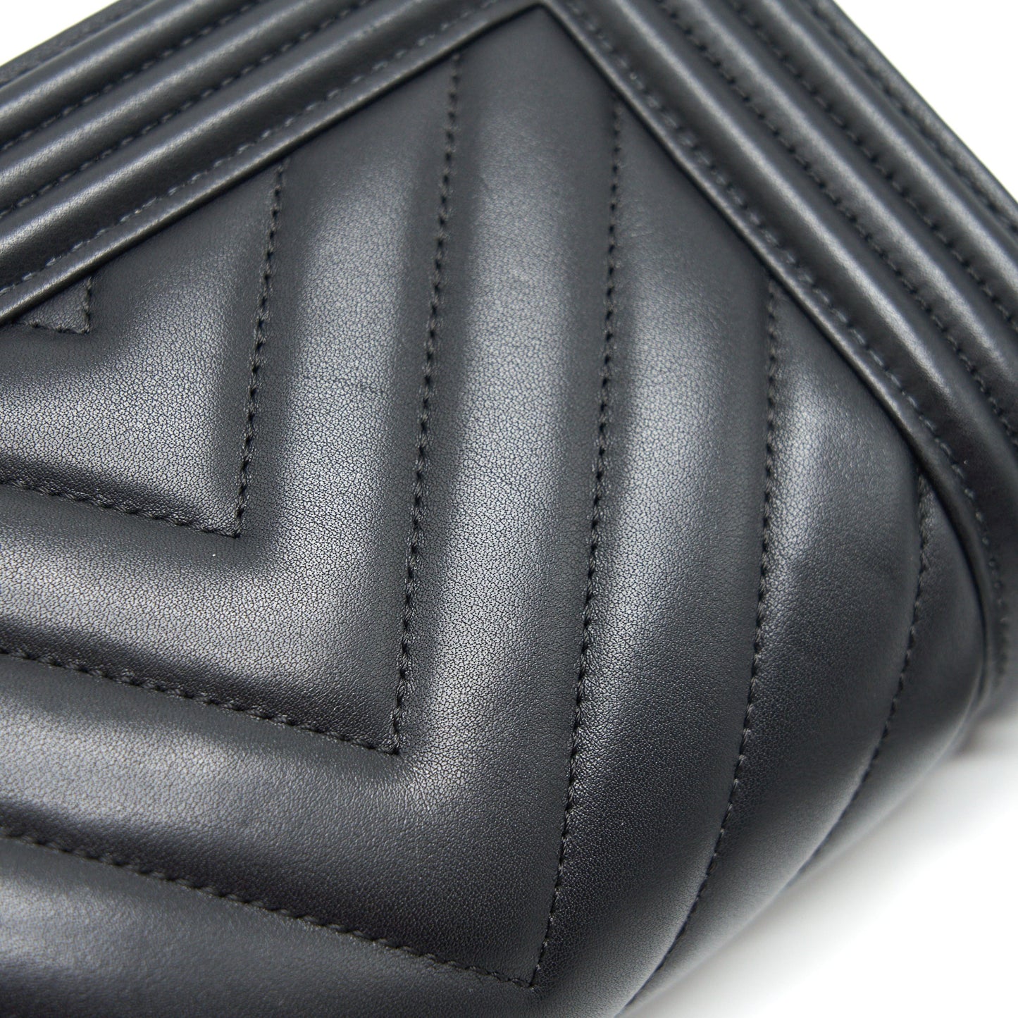 Chanel Small Chevron Leboy Bag Calfskin Black With