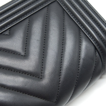 Chanel Small Chevron Leboy Bag Calfskin Black With