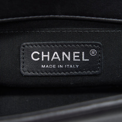 Chanel Small Chevron Leboy Bag Calfskin Black With
