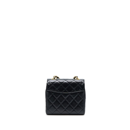 Chanel 22K Retro Classic New Mini Square Flap Bag Goatskin Black (Microchip)