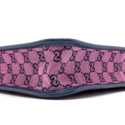 Gucci kids tote bag canvas / leather pink / dark blue