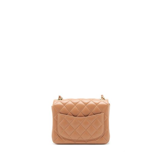Chanel 22S Mini Square Flap Bag Lambskin Caramel L