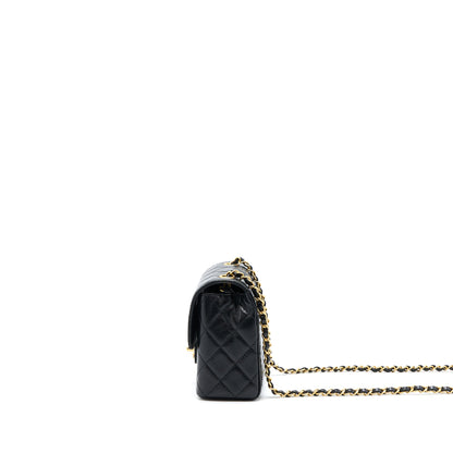 Chanel 22K Retro Classic New Mini Square Flap Bag Goatskin Black (Microchip)
